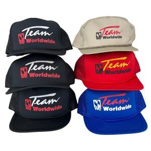 Vintage Team Worldwide‎ Trucker Hat Lot Cap Snapback Mesh Trucking 90s Spellout